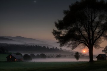 Misty Sunrise Serenity in the Alpine Valley