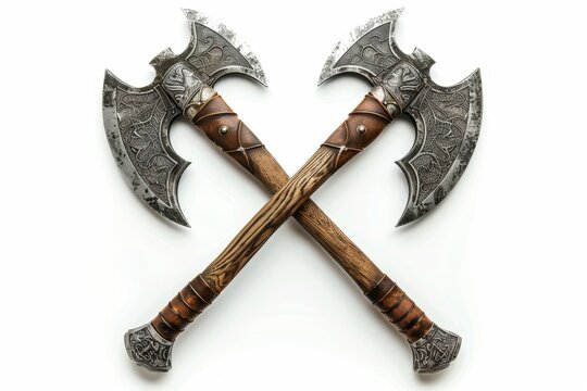 Diagonal double axe isolated on white background