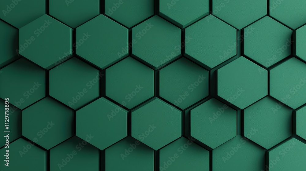 Poster abstract green hexagonal patterns on a textured background