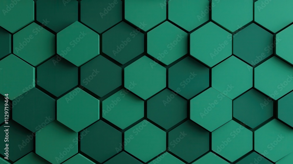 Poster geometric hexagonal pattern in shades of green for modern design