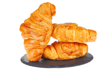 Crisp fresh croissants in the background