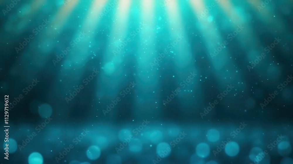 Poster Abstract Underwater Light Rays and Bokeh Background for Design
