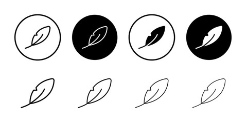 Feather icon Thin line vector illustration set