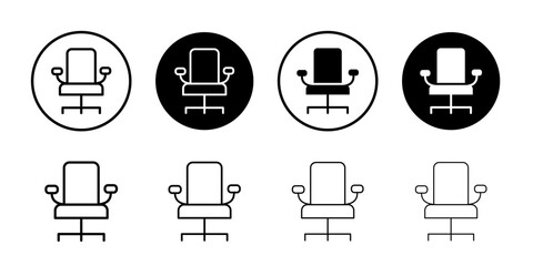 Office chair icon Thin line vector illustration set
