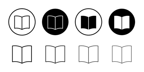 Open Book icon Thin line vector illustration set