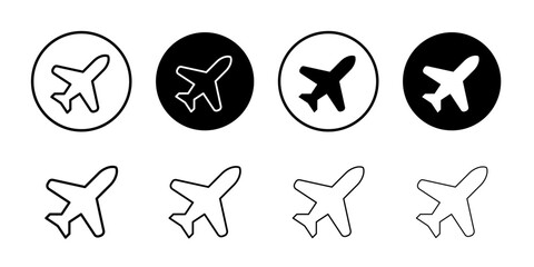 Plane icon Thin line vector illustration set