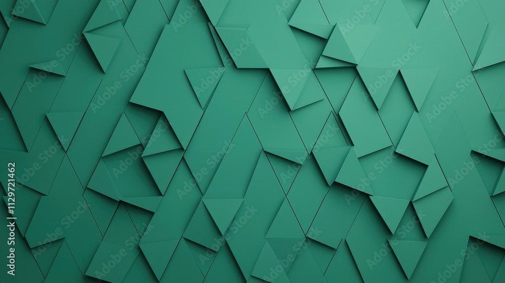 Poster Green Geometric Abstract Background with Triangular Shapes and Texture