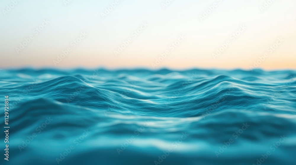 Aufkleber serene ocean waves at dusk with soft gradient sky background