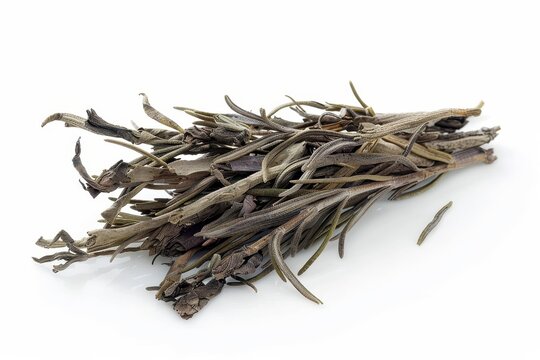 Dried rosemary on white background