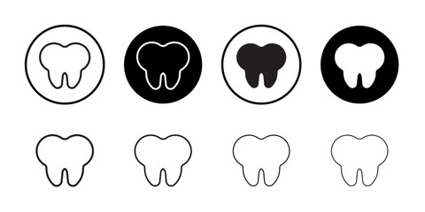 Tooth icon Thin line vector illustration set