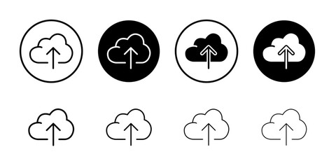 Upload to Cloud icon Thin line vector illustration set