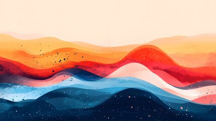 Abstract Wavy Landscape with Warm and Cool Tones