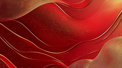 Luxurious red background with abstract gold lines and gradients, creating a sense of warmth and professionalism