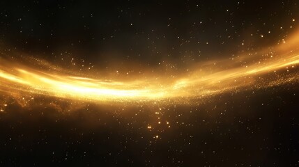 Abstract magic gold dust background over black. beautiful golden art widescreen background. space background. Ultra realistic. Photorealistic