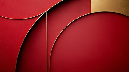 Minimalist red background with delicate gold accents and abstract geometric shapes, perfect for a refined business environment