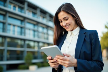 Fototapeta premium Professional Businesswoman Using Digital Tablet Outdoors