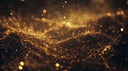 Obraz premium Glitter vintage lights background. dark gold and black. de focused. space background. Ultra realistic. Photorealistic