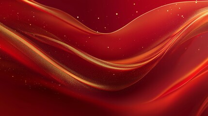 Obraz premium Rich red background with delicate golden highlights and a smooth, flowing texture