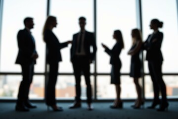 Fototapeta premium Silhouettes of Business Professionals in a Modern Office Setting