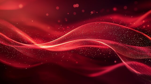 Rich red background with soft, flowing lines and subtle lighting effects