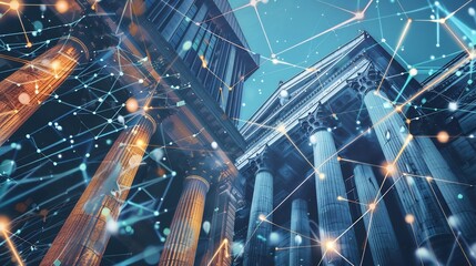 Creative blend of traditional banking and modern FinTech showing the intersection of corporate finance venture capital and private equity in the everevolving world of finance