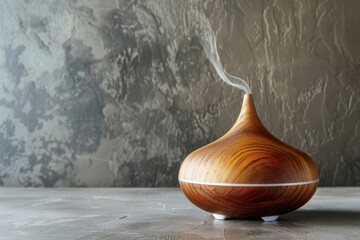 Essential oil diffuser on gray table Purifies air