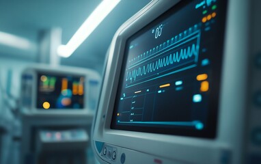Closeup view of a ventilator machine in a hospital room