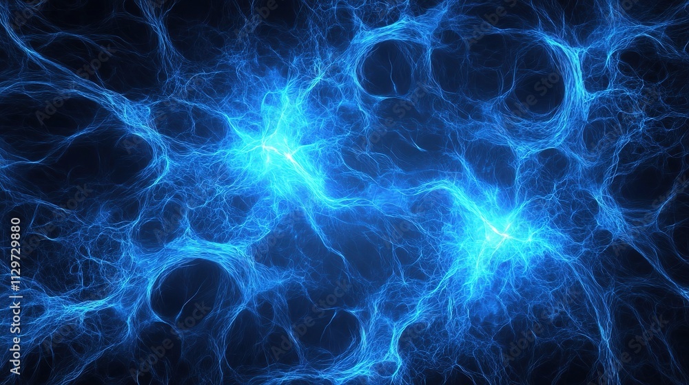 Poster mesmerizing abstract digital network of blue light structures