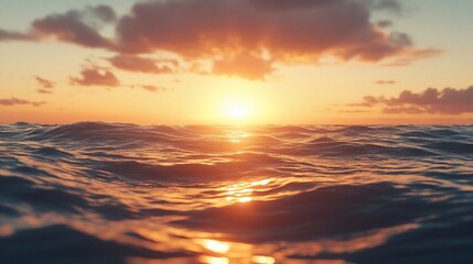 Fototapeta premium Vibrant sunset over ocean waves.