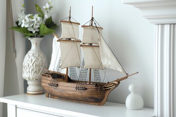 Gorgeous model ship on table