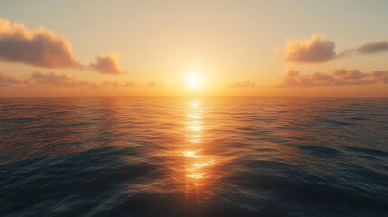 Fototapeta premium Serene sunset over calm ocean waters.