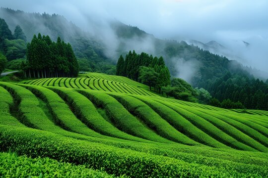 Green tea field in Shizuoka Japan