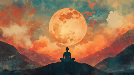 The pursuit of enlightenment is a voyage of self-exploration and spiritual advancement, taking us from the limitations of our ego to the divine sphere. Nirvana. Illustration