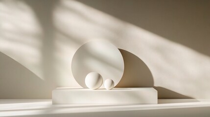 Simple White Background with Geometric Shapes and Soft Shadows