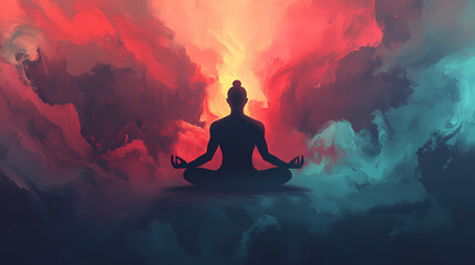 Man in meditation nirvana enlightenment illustration generative ai ideal for educational and literary content. Nirvana. Illustration