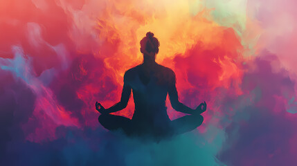 Man in meditation nirvana enlightenment illustration generative ai ideal for educational and literary content. Nirvana. Illustration