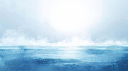 Serene Abstract Ocean Waves with Soft Blue and White Light