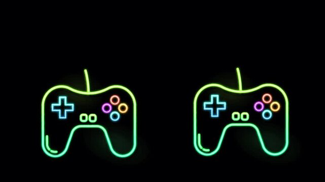 PS stick illustration drawn with neon theme