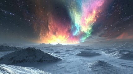 Naklejka premium Ethereal Auroras Glow Above Antarctic Ice