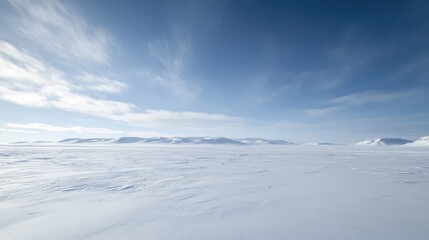 Expansive Antarctic Horizon Under Illuminated Sky