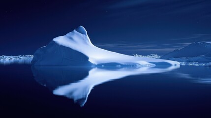 Northern Lights Reflecting on Antarctic Iceberg