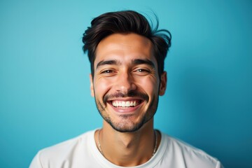 Fototapeta premium Bright and Cheerful Portrait of a Happy Man with a Genuine Smile