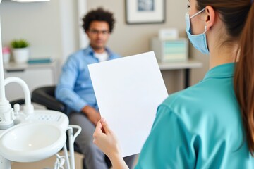 Obraz premium Dental Consultation: Professional Dentist Explaining Treatment Plan to Patient