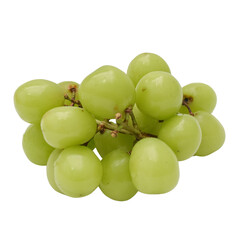 Close-up view of a bunch of green grapes on transparent background