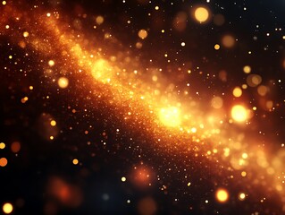 Obraz premium Golden Glitter Dust Sparkles Across Dark Background
