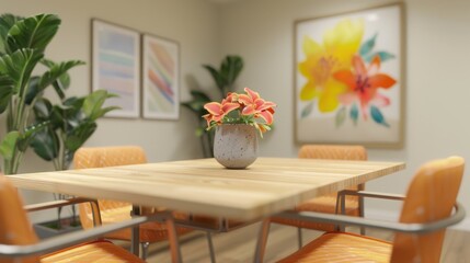 Staff Room: A cozy room for employees to take breaks, enjoy meals, and socialize, promoting teamwork and a positive, community-focused atmosphere.
