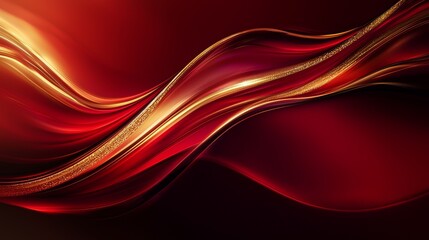 Deep red background with soft, sweeping curves and a hint of golden light