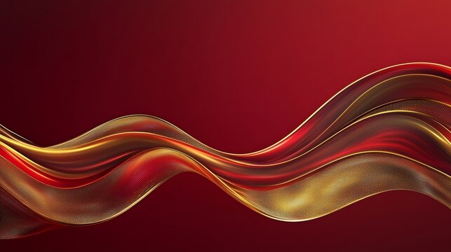 Deep red background with abstract golden waves and a smooth gradient, representing luxury and professionalism