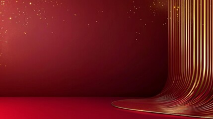 Elegant red background with subtle gold and burgundy accents, ideal for high-end business presentations