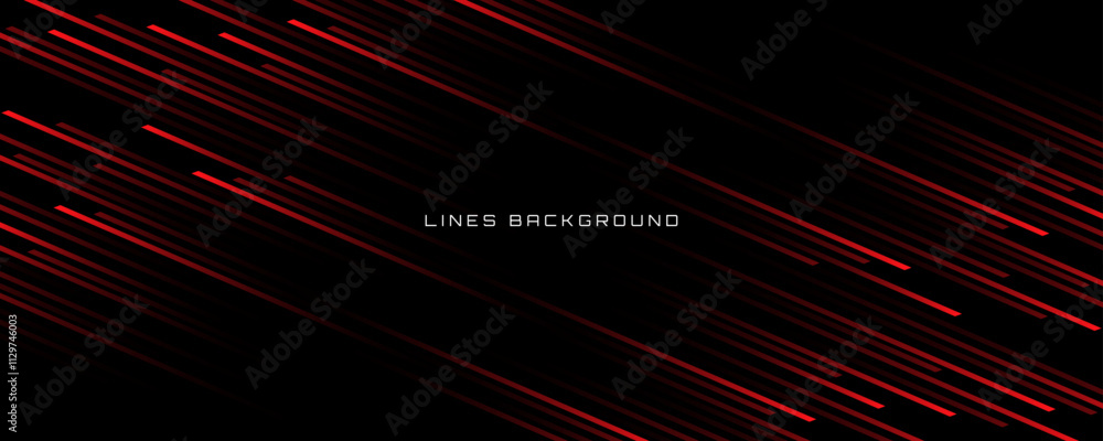 Poster red black lines techno abstract background on dark space with motion effect decoration. high speed w